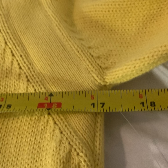 NWT Lauren Ralph Lauren Yellow Cotton Sweater SZ S Foldover Collar Gold Snaps - Picture 5 of 5